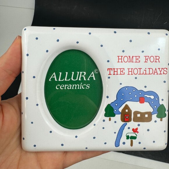 2 Vtg Allura Ceramics Small Tabletop Christmas Holiday Picture Photo Frames Dots - Picture 9 of 10